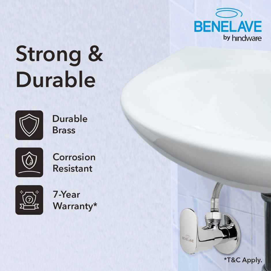 Benelave By Hindware Volga Brass Angle Valve | Brass With Chrome Finish
