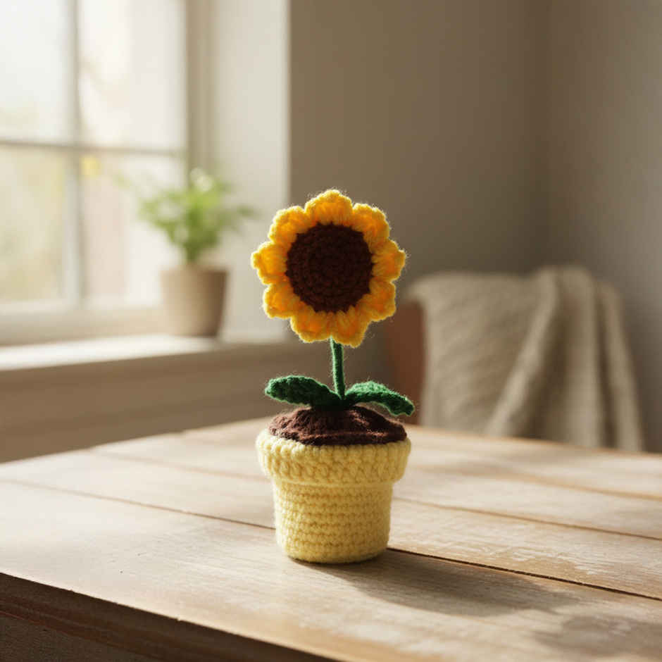 Crochet Sunflower Pot | Decorative Use | Mad Over Print