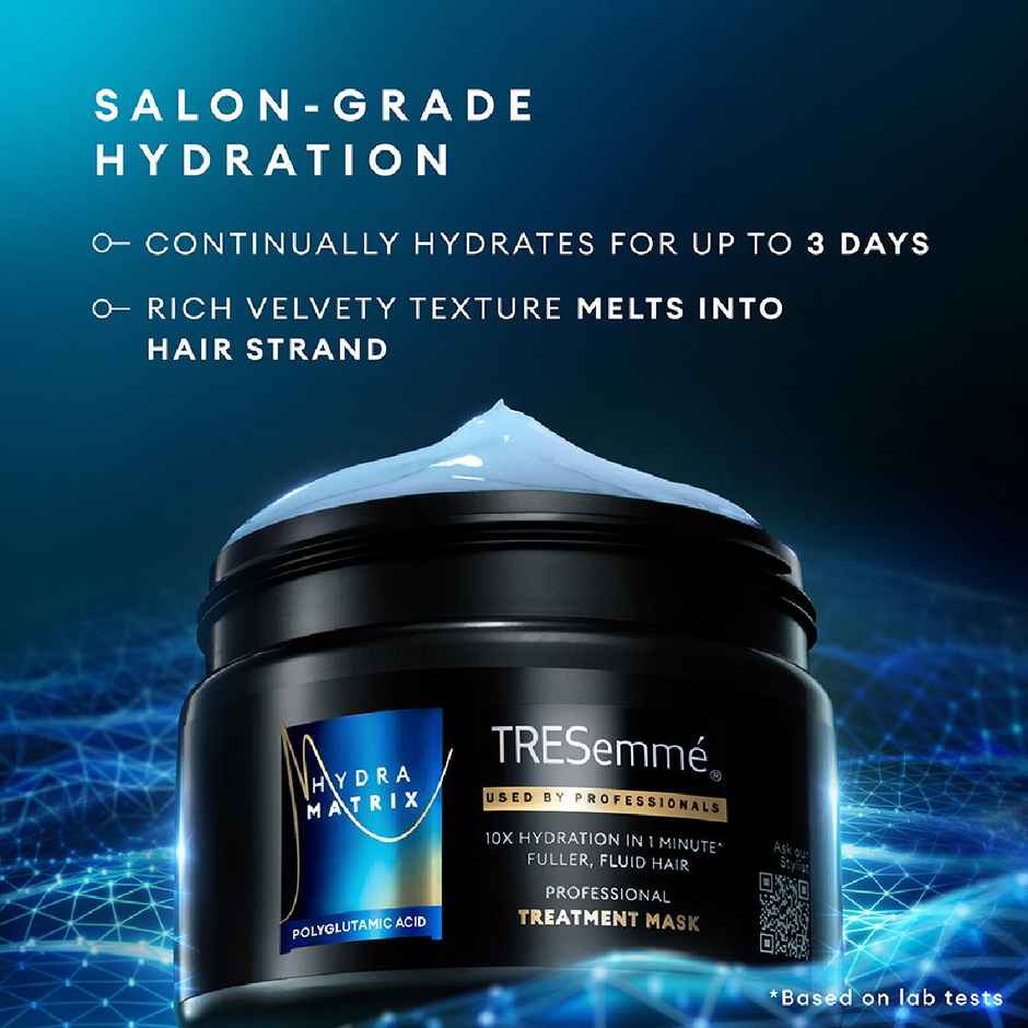 Tresemme Hydra Matrix Treatment Mask | Polyglutamic Acid for 100H Hydrated, Fluid Hair|Paraben Free