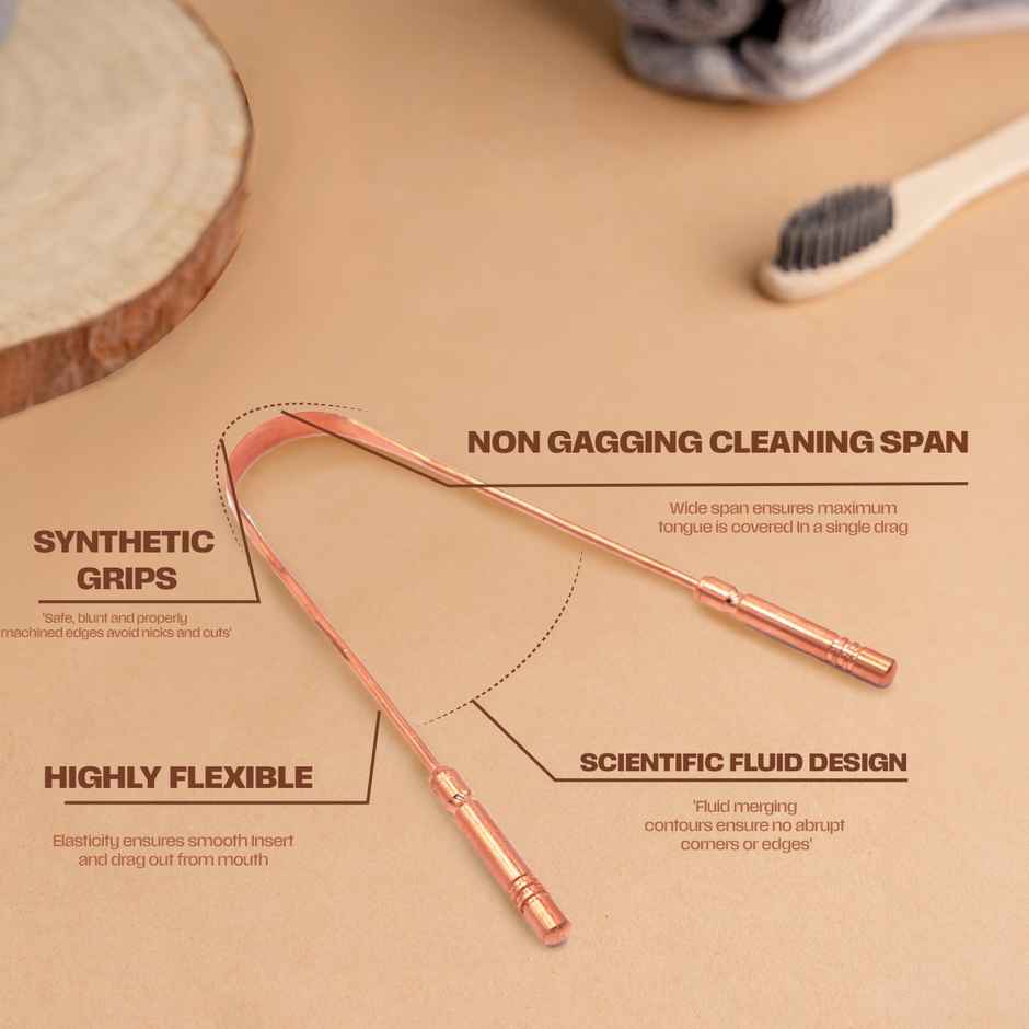 BAY6 Copper Tongue Cleaner with Scientific fluid design (Pure Copper)