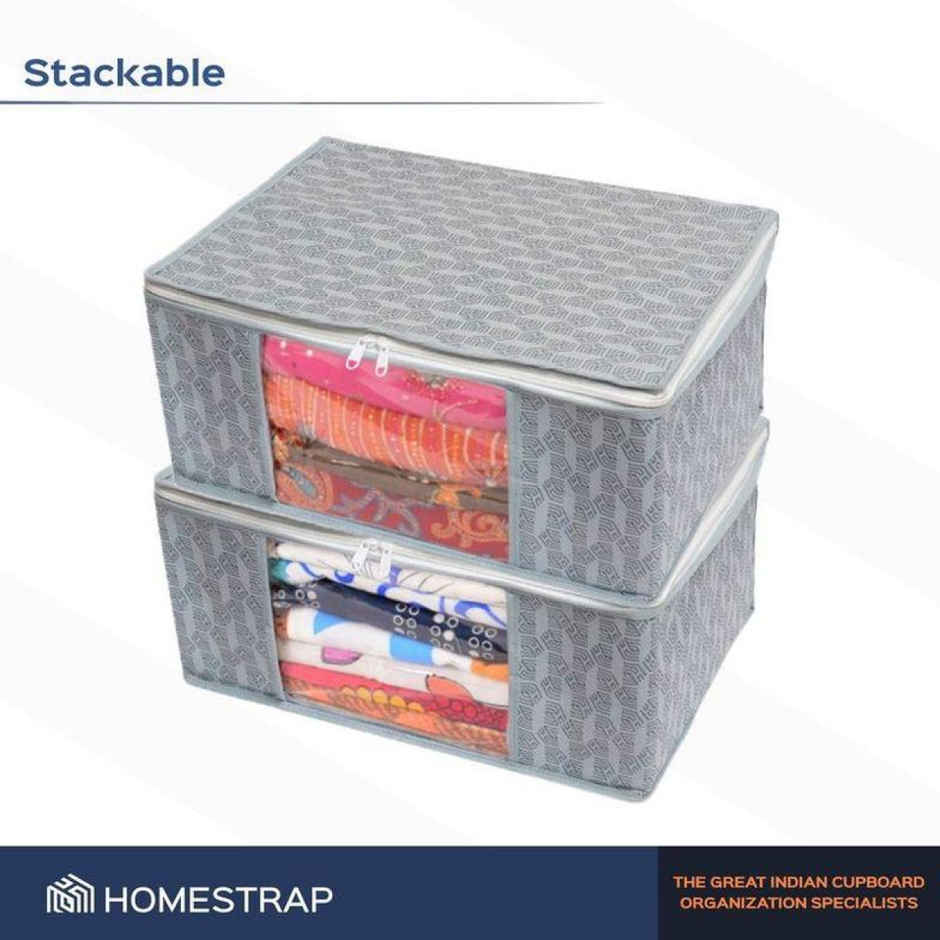 HomeStrap Fabric Regular Cloth Organizer | Grey