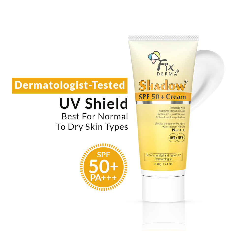 Fixderma Shadow Sunscreen SPF 50+ PA+++ Cream for Dry Skin, Light Weight & No White Cast