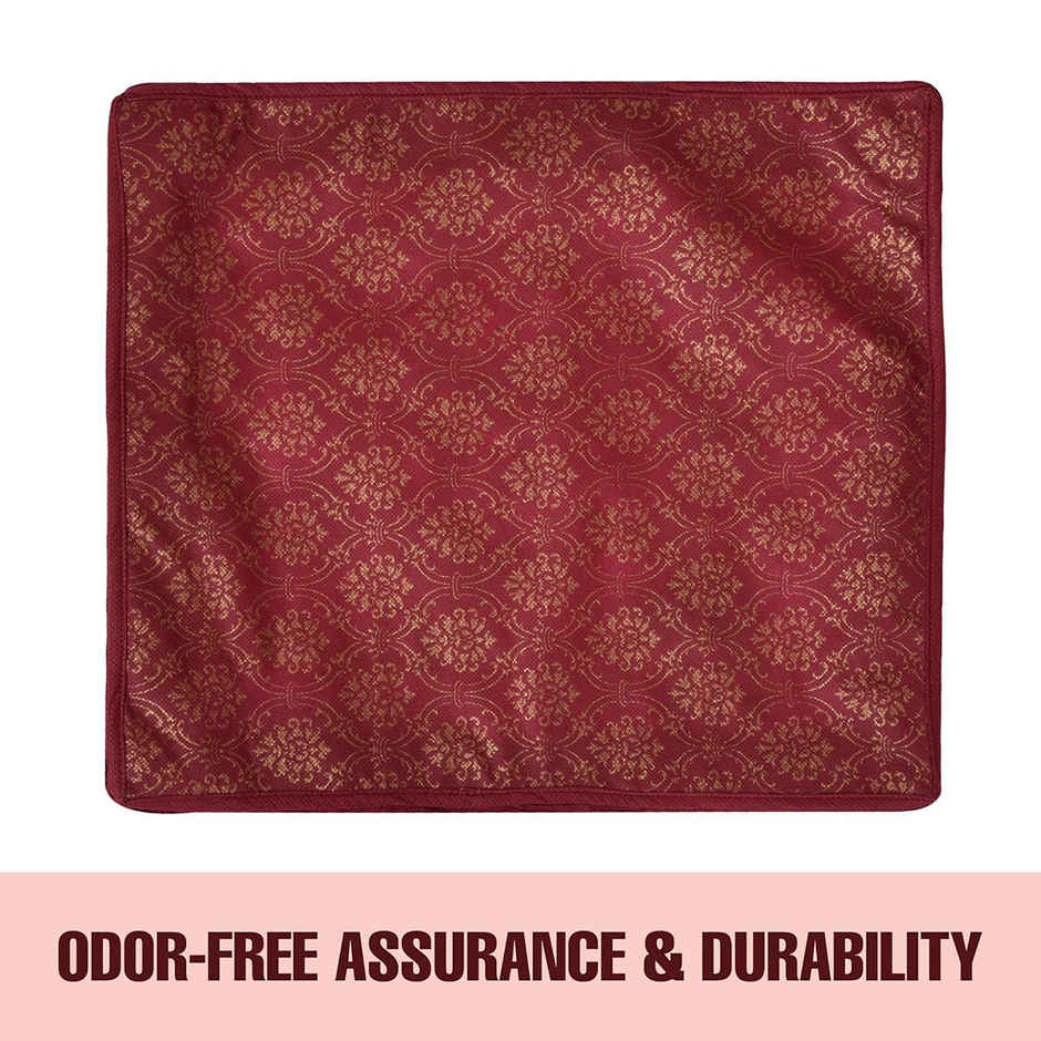 Kuber Industries Pack of 6 Bow Golden Printed Saree Cover | 3 Inch Cloth Packing Bags | Maroon