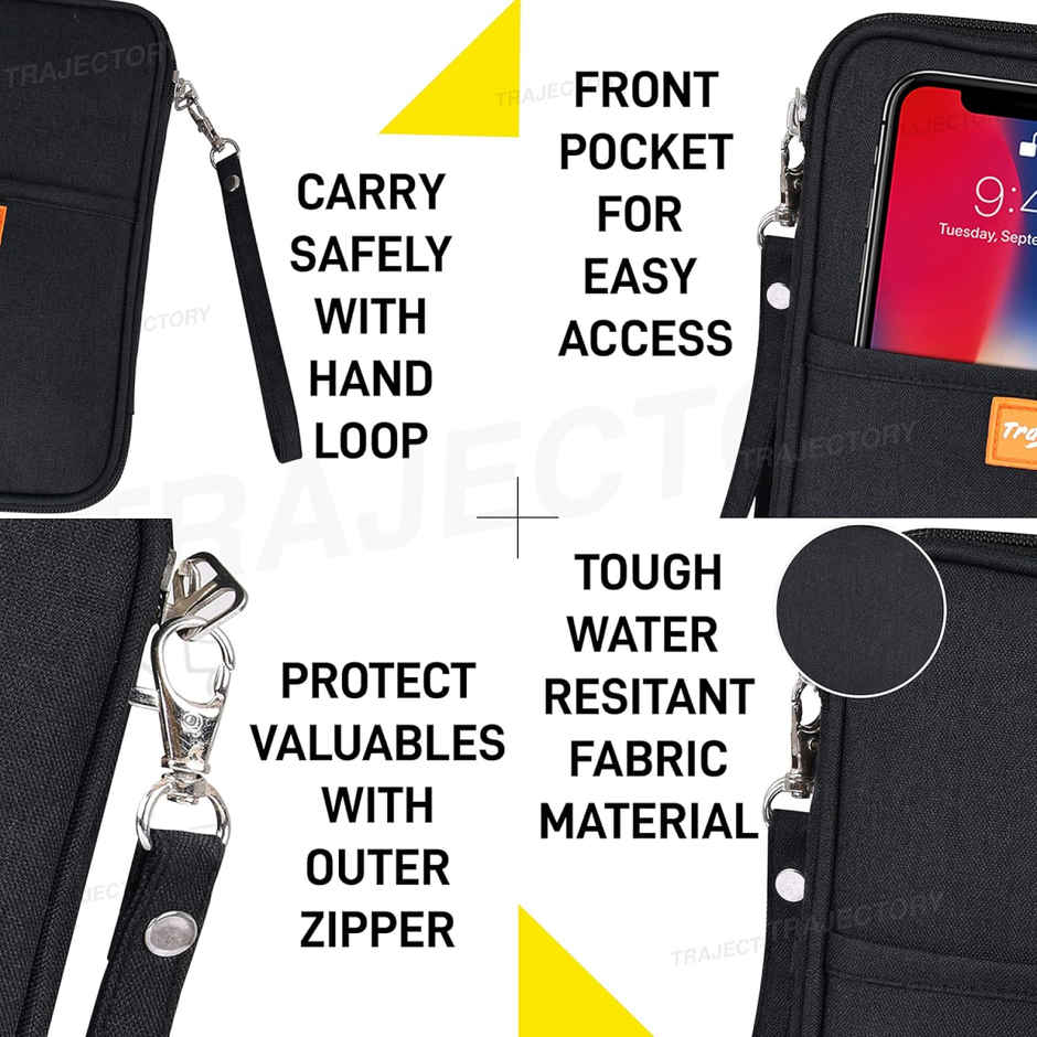 Trajectory Fabric Travel Passport and Card Holder and Wallet Organiser Case