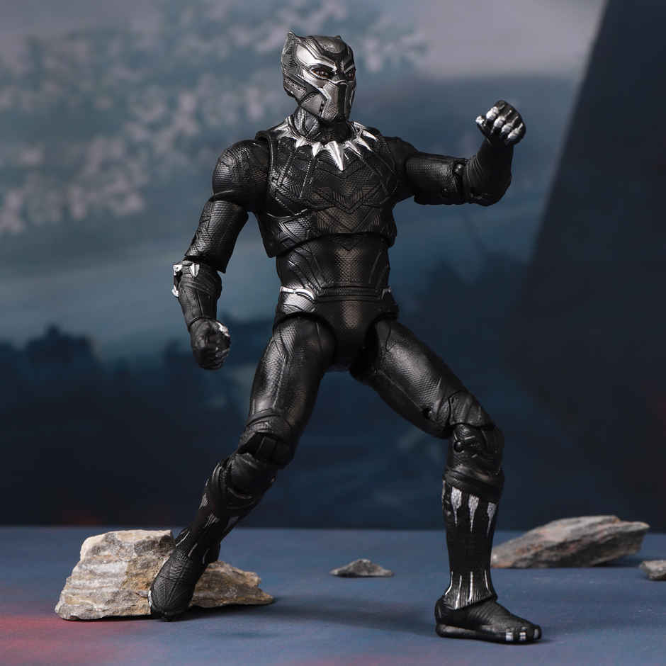 Striders Licensed Black Panther Action Figure with Plastic Display Holder | 7 inch