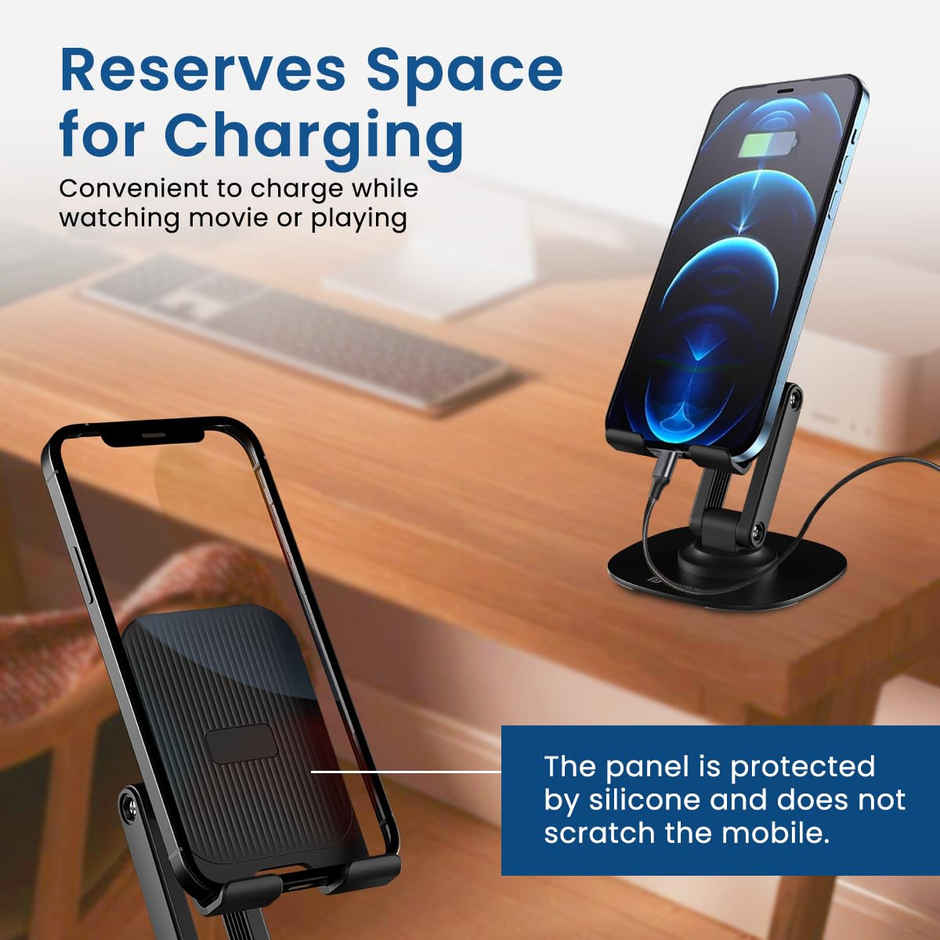 Portronics Mobot III Multifunctional Universal Mobile Holder with 360  Rotating Base | Black