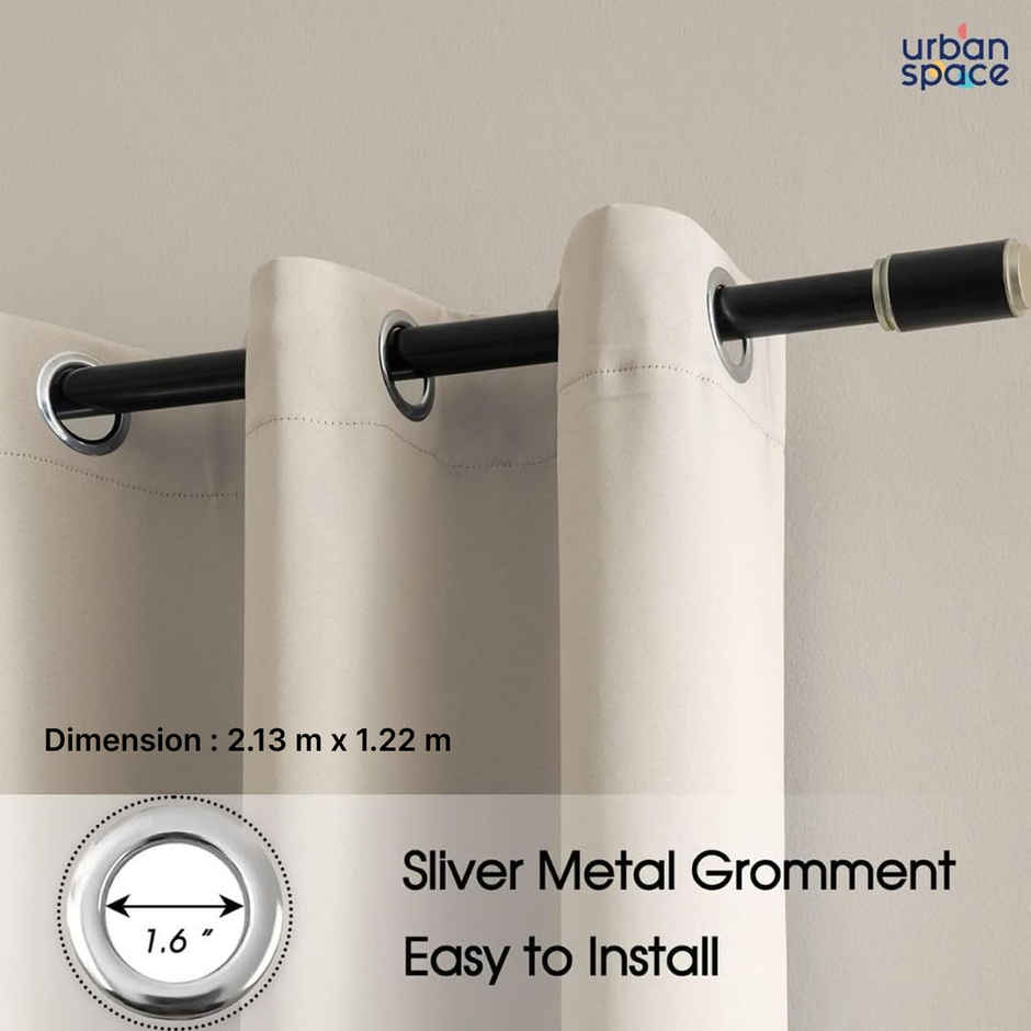 Urban Space Solid Blackout Curtains Door- 7 Feet Beige - Set Of 2 Curtains