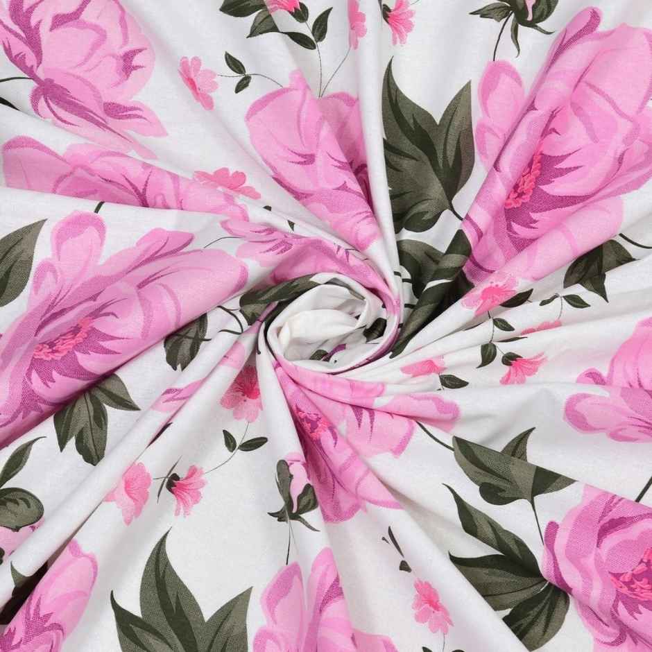 Bombay Dyeing Epigram 120 TC 100% Cotton Floral Pink Super King Size Bedsheet with 2 Pillow Covers