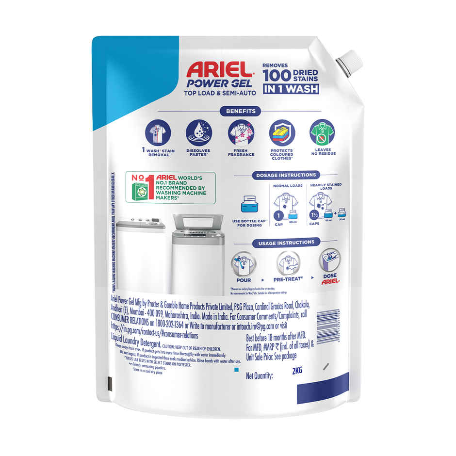 Ariel Power Gel Liquid Detergent for Top load washing machine