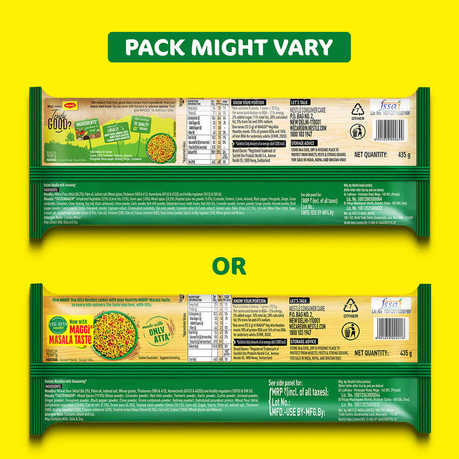 Maggi Veg Atta Noodles Made with Only Atta Flour