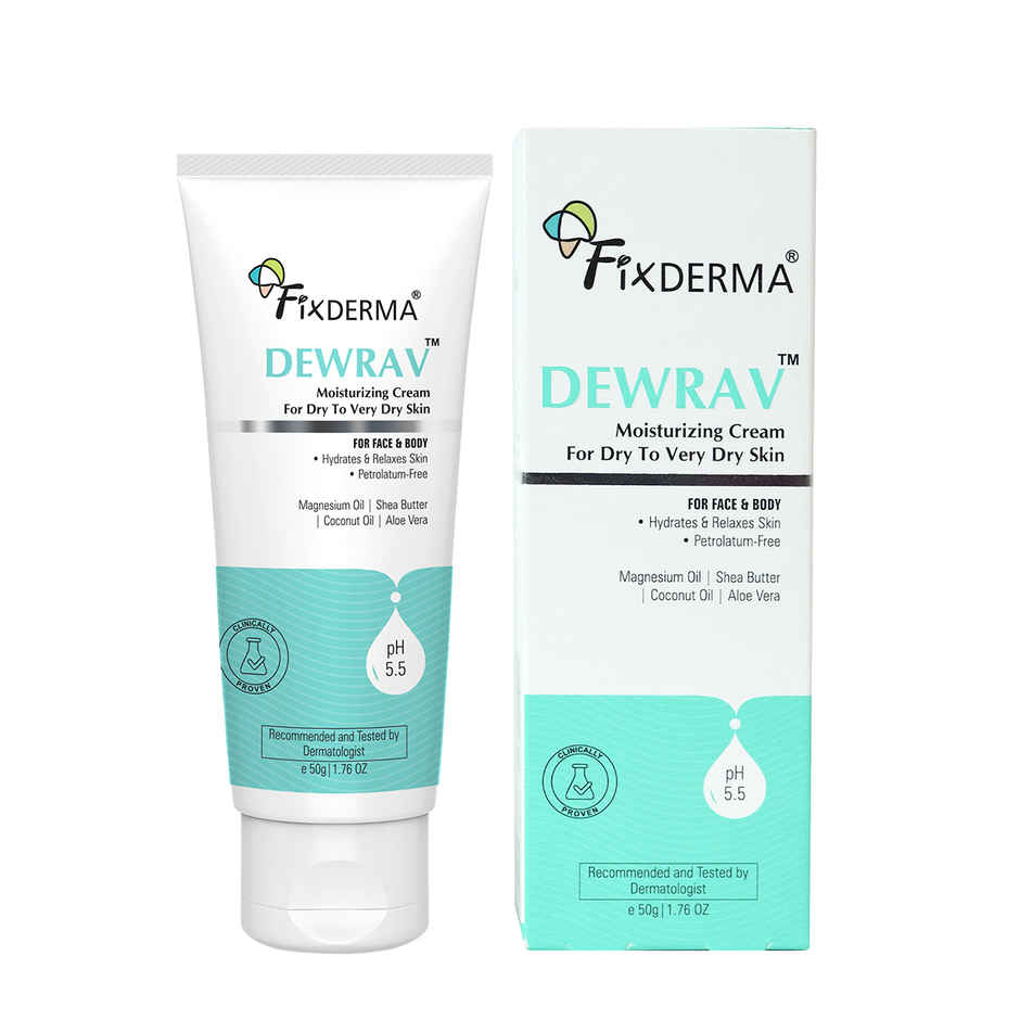Fixderma Dewrav Moisturizing Cream with Shea Butter & Coconut oil, Deeply Hydrates Dry Skin