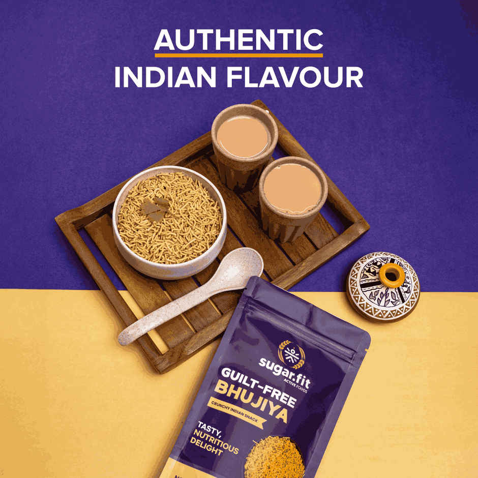 Sugar.fit Guilt-Free Bhujiya - Diabetic Snacks, Rich in Protein, Low Gi Bhujia Namkeen, No Palm Oil