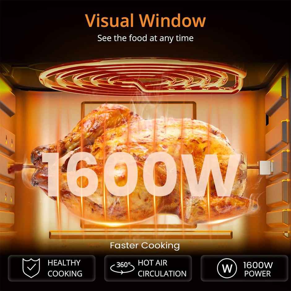 Inalsa Air Fryer for Home 5.5 L Ceramic Coated 1600 W Digital Touch Panel Window Tasty Fry CDW 5.5