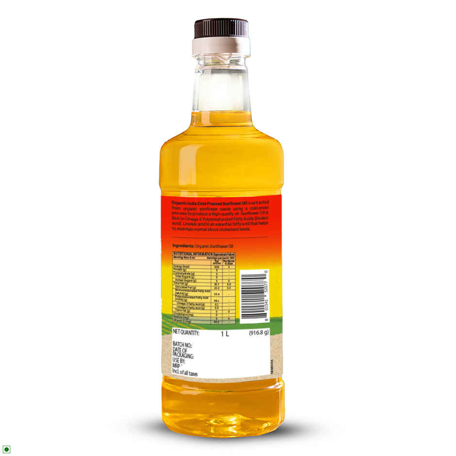 A TATA Product - Organic India Sunflower Oil | Sunflower Seeds Extracted Cold Pressed Oil