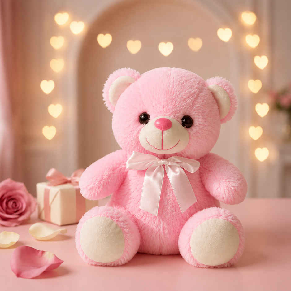 ToyTales Teddy Bear Soft Toy | Plushie Stuffed Animal Toys | Birthday Gift for Kids | Pink | 25cm