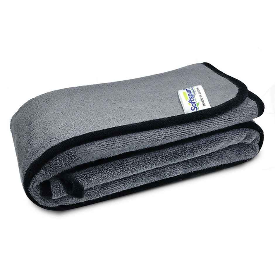 Softspun Microfiber Cleaning Cloth (500 GSM, 35x75cm, 1pc, Grey)