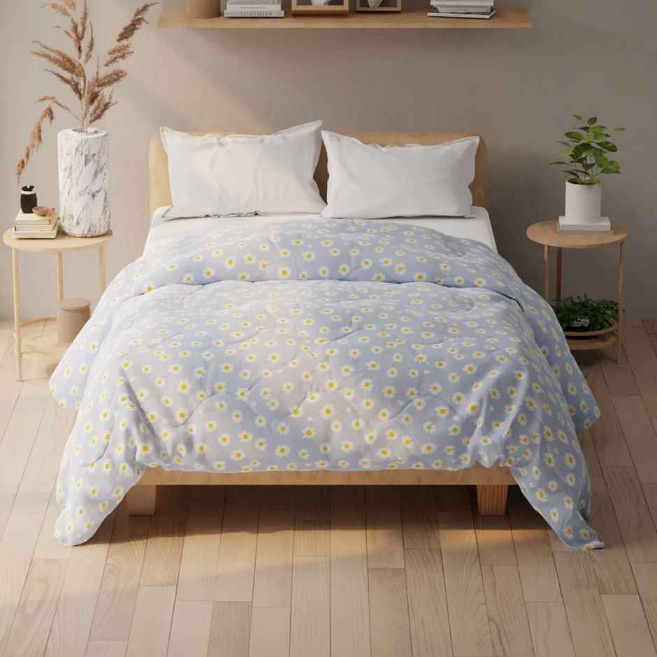 Kopa Super Soft Microfiber Double Comforter for All Weather |Double Size | Floral | Blue, Yellow
