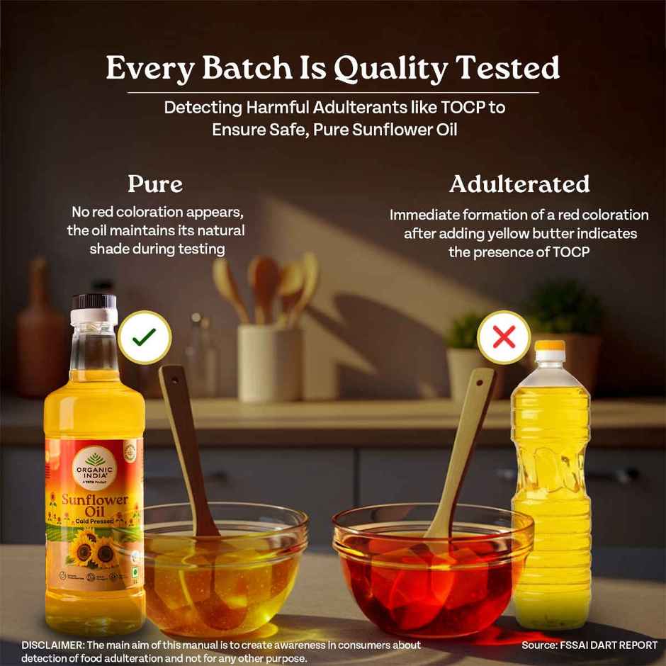 A Tata Product - Organic India Sunflower Cold Pressed Oil | Lab Tested On 250+ Parameters