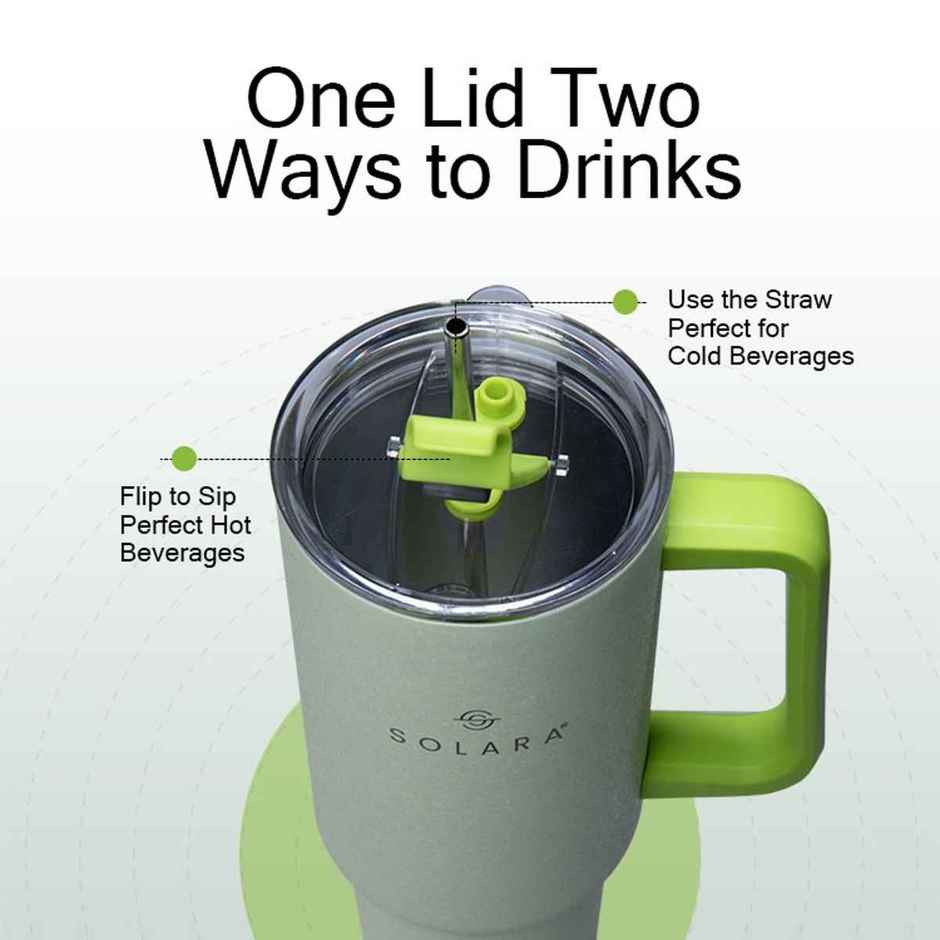 Solara 1.2 Liter Insulated Elixir Tumbler With Lid And Straw For Travel, Office, Home | Icy Mint