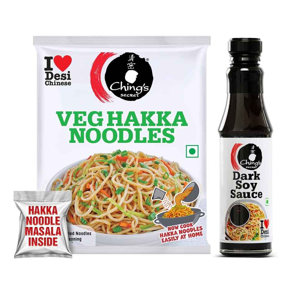 Ching's Secret Dark Soy Sauce (210 g) & Ching's Secret Hakka Noodles with Masala (140 g) Combo