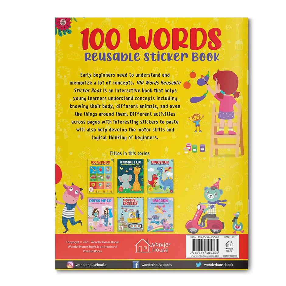 100 Words Reusable Sticker Book For Children