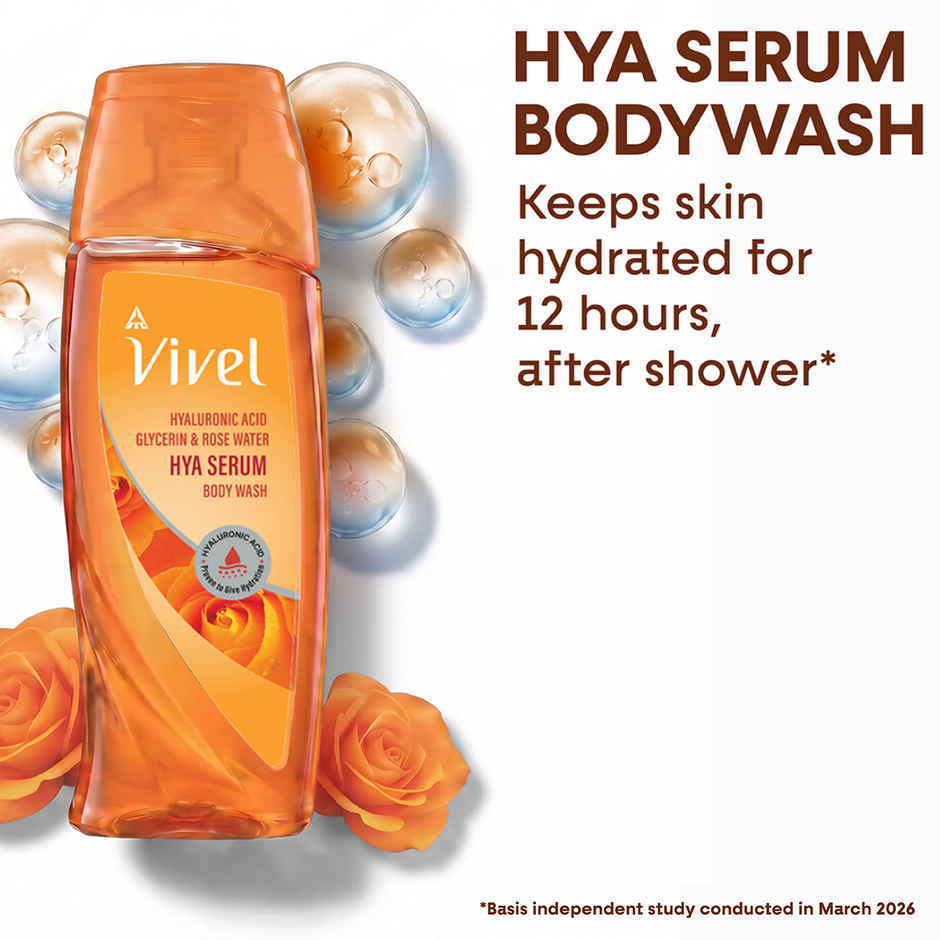 Vivel Hya Serum Body Wash Hyaluronic Acid, Glycerin and Rose Water daily Hydration Shower Gel