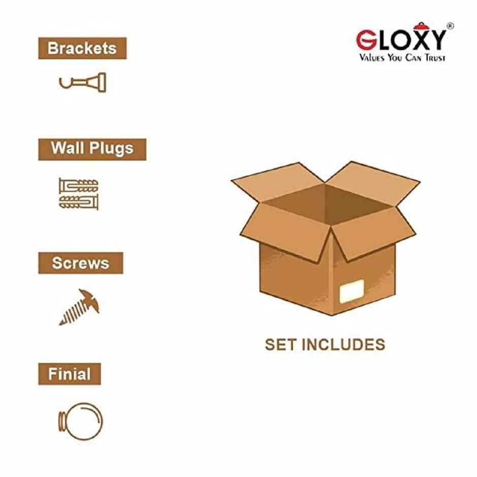 Gloxy Aluminium Double Diamond Curtain Brackets | Support Fittings 1 inch Rod | Antique 2 Pair