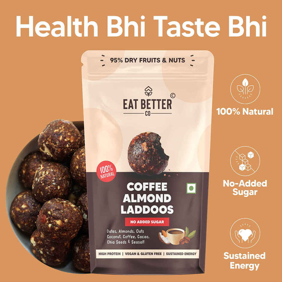 Eat Better Co - Coffee & Almond Laddoos - No Added Sugar - High Protein, 100% Natural