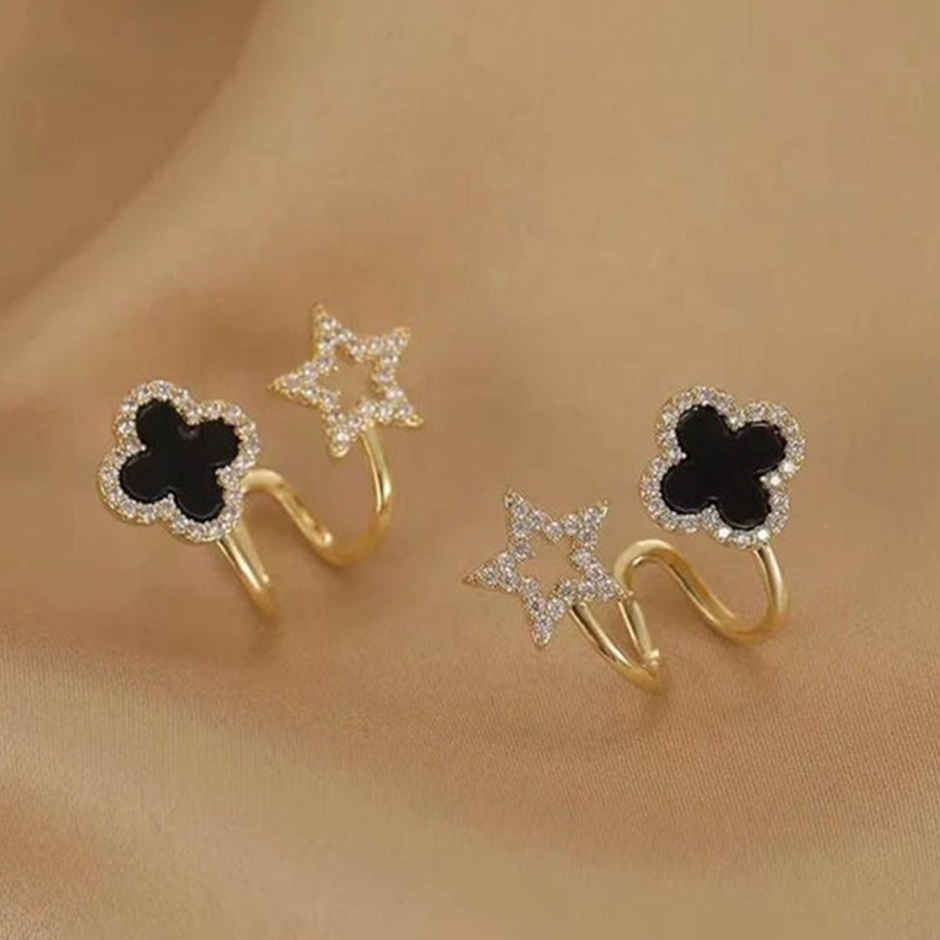 Estailo Fashion Women's Jewellery Earrings Black Gold One Size | E0001473