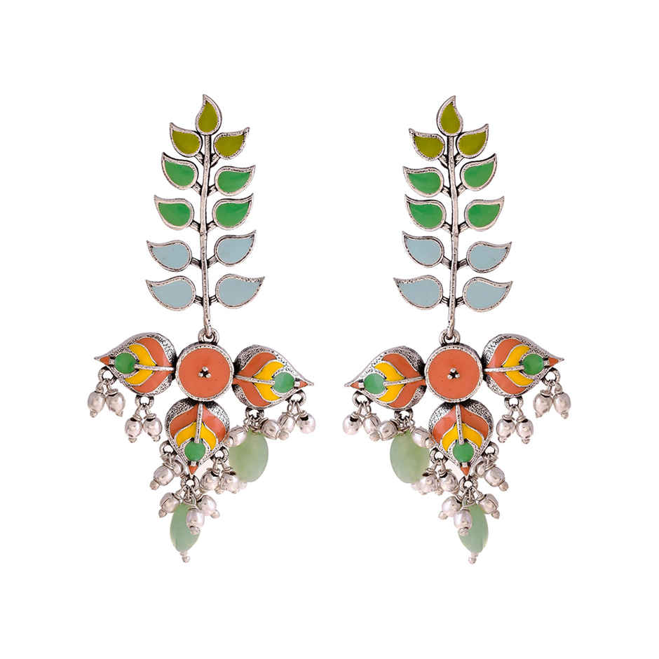Voylla Bagh E Fiza Colourful Enamel Embellished Earrings