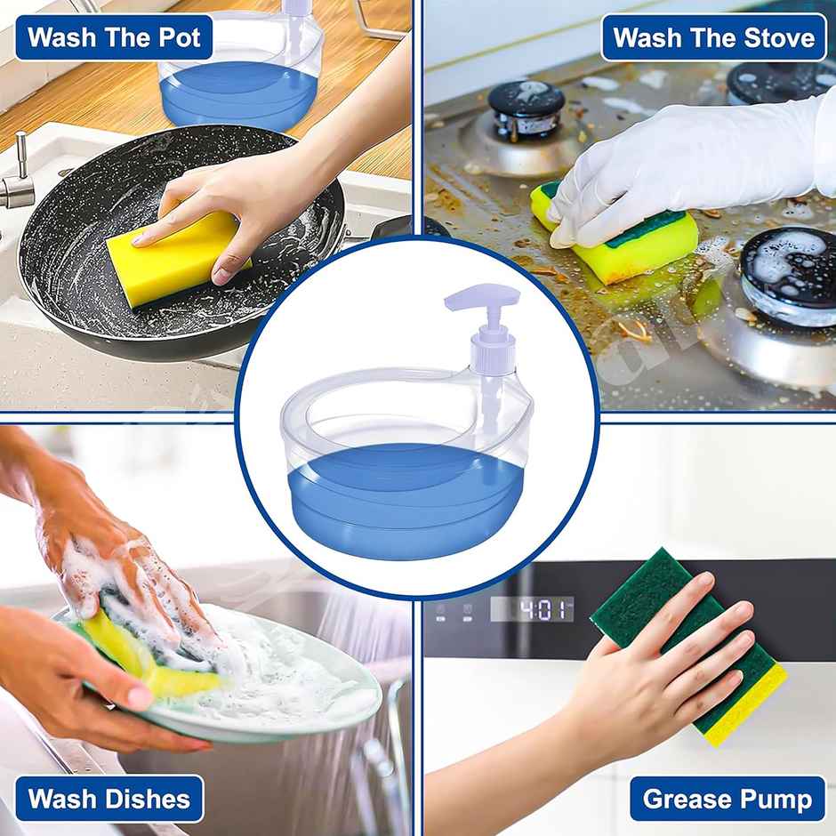 YouBee Double Layer Soap Dispenser for Bathroom | Liquid Dispenser Pump with Sponge | Multi-Colour