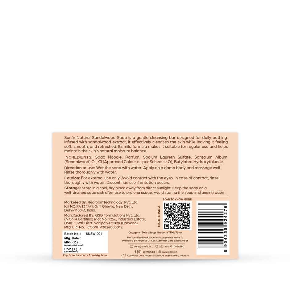 Sanfe Natural Sandalwood Soap | Gentle Daily Cleansing