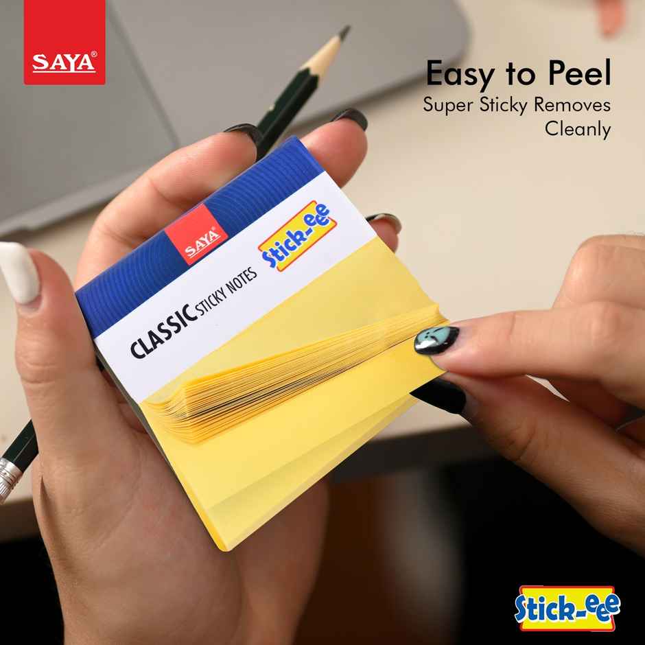 Saya Sticky Notes 3 x 3 inch | 100 Sheets Self-Adhesive Memo Notes for Office & Study