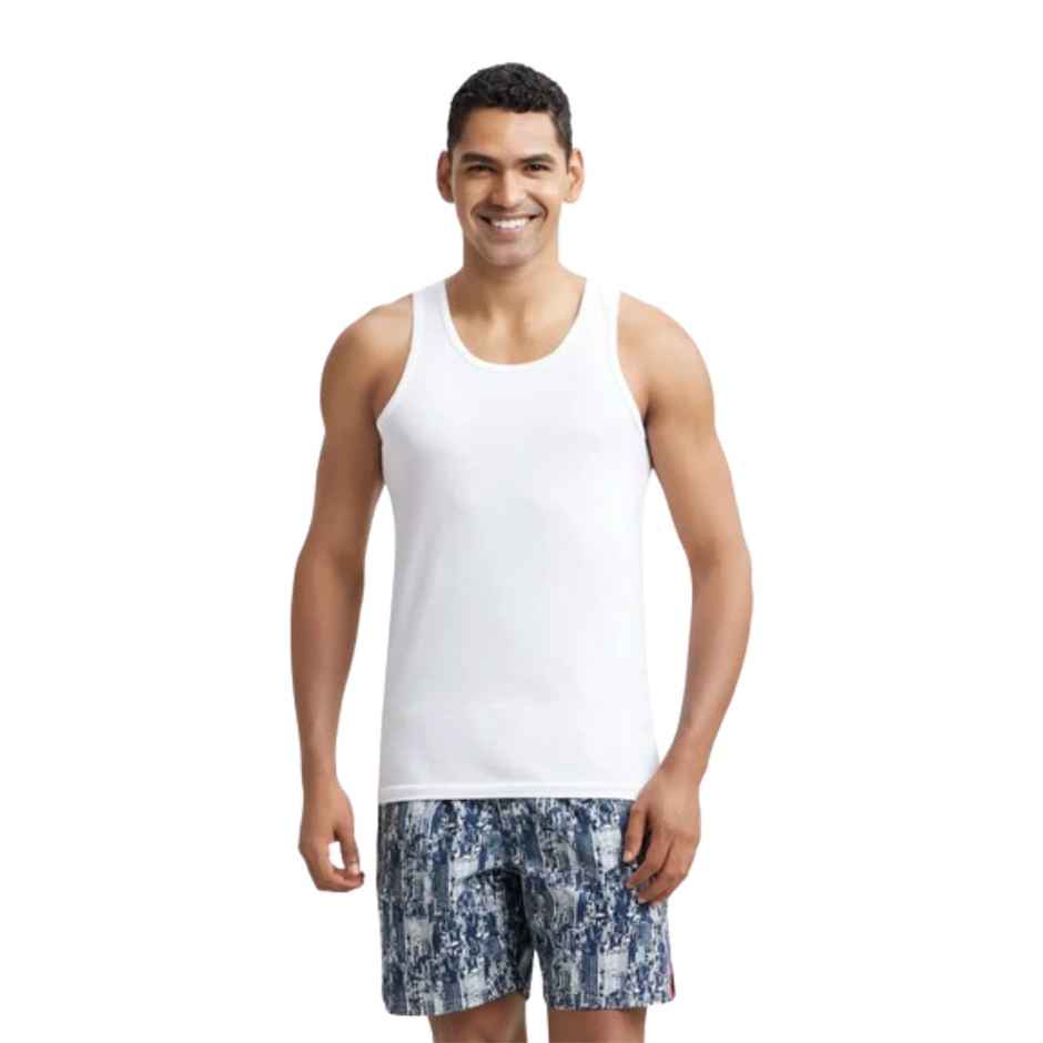 Jockey 8820 Men's Super Combed Cotton Round Neck Vest|Extended Length|Easy Tuck|PO2 | White-XL