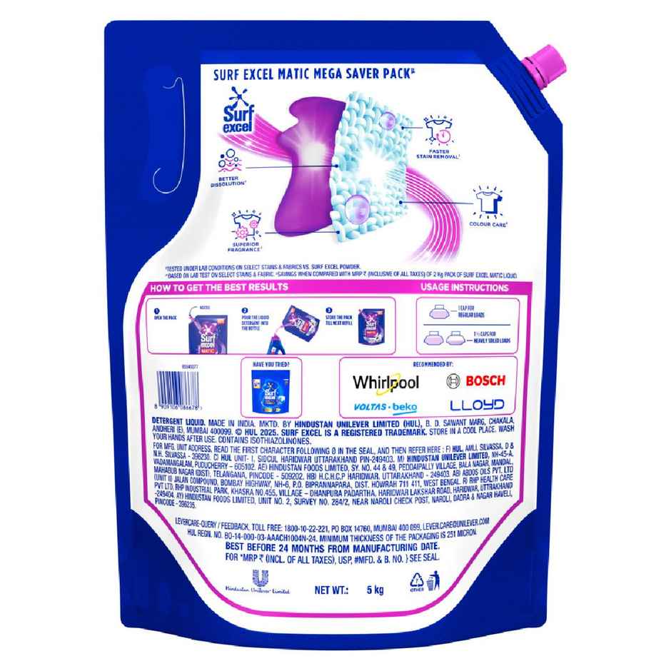 Surf Excel Matic Front Load Detergent Liquid | Pouch