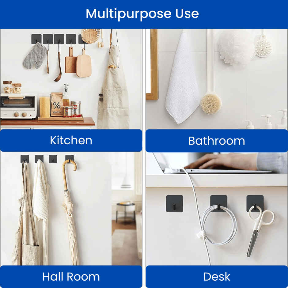 Zulaxy Premium Self-Adhesive Metal Wall Hooks - Heavy Duty & Waterproof