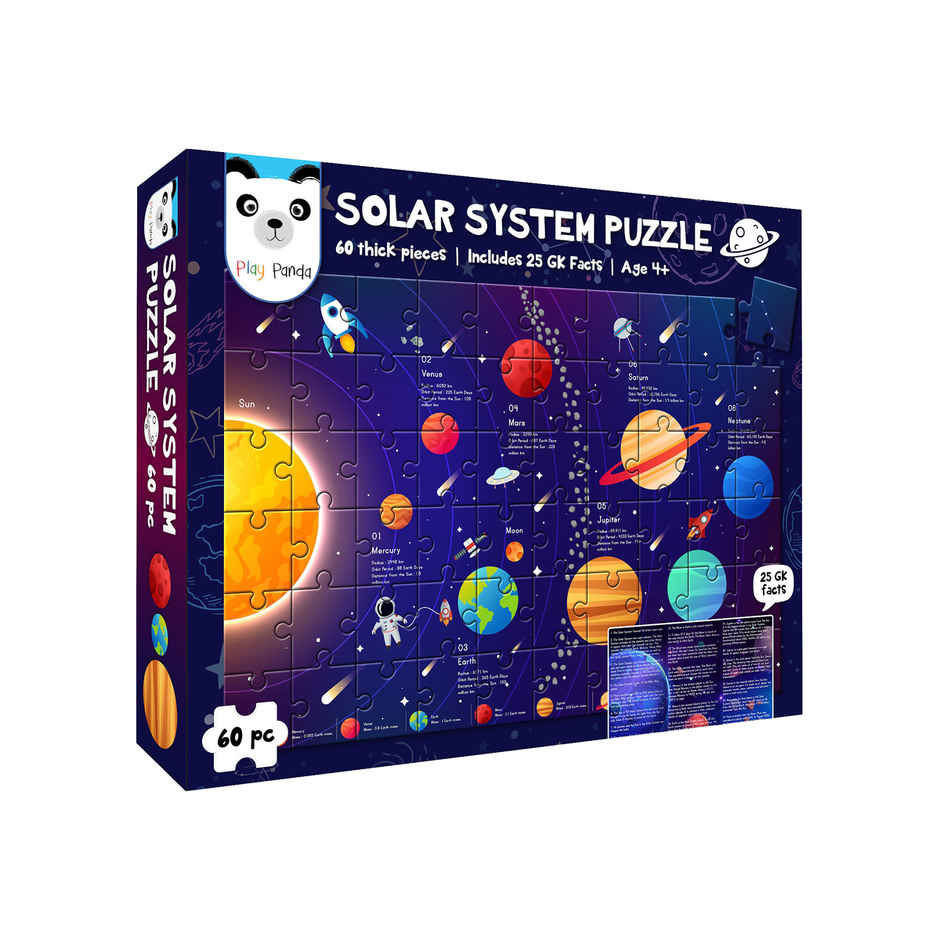 Play Panda Solar System Puzzle with 60 Pieces & 25 GK Facts