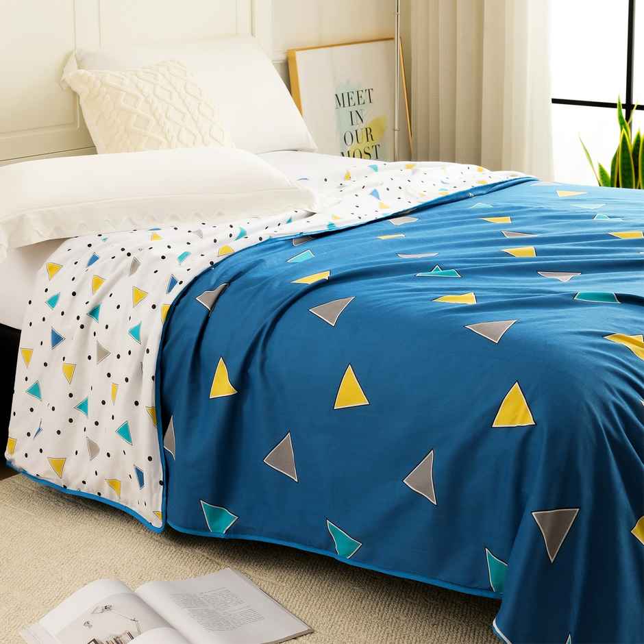 Story@home Geometric Double Dohar/Duvet Cover (Cotton, Blue) (240x225x2 cms)