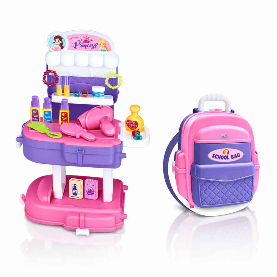 Fablue 2-in-1 Beauty Playset Toy for Kids Portable Beauty Pretend Play Kit Toy for Kids & Toddlers