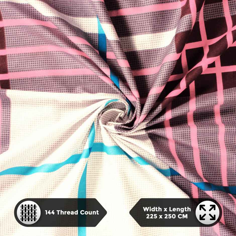 Story@home 144 TC Cotton Double Printed Flat Bedsheet (Red, Pink)