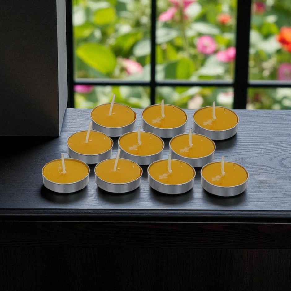 eCraftIndia Set Of 10 Lemon Scented Tea Light Candles