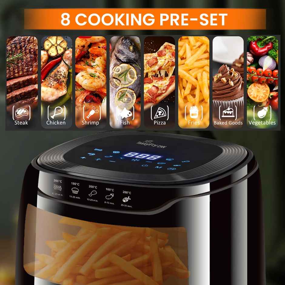 INALSA Air Fryer 1400 W Tasty Fry DW 4.2 ltr ,Air-Fryer with Window Display,8 Preset & Digital