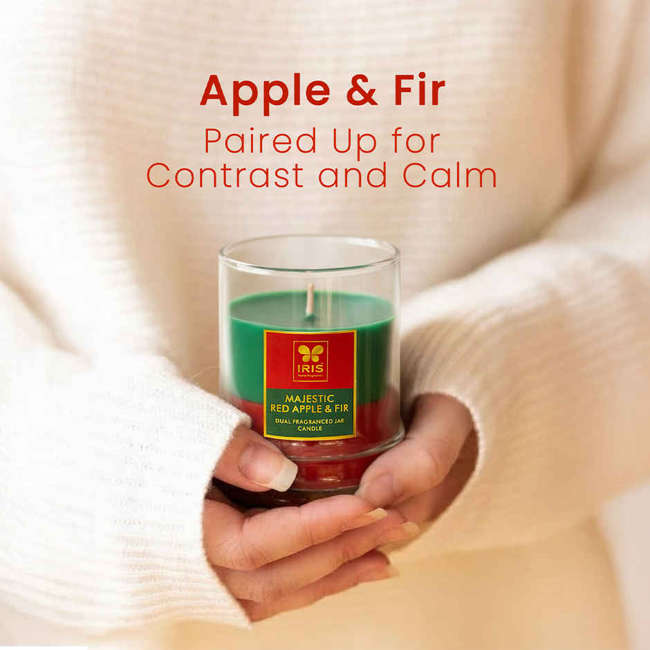 IRIS 2-in-1 Fragranced Jar Candle | Red Apple & Fir | 28 Hours Burn Time | Home Decor
