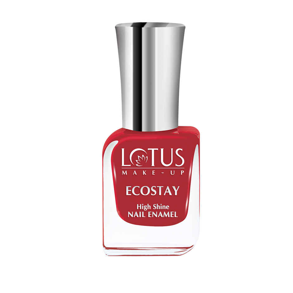 Lotus Make-Up Ecostay Nail Enamel Rocking Red | Easy to Apply | Glossy Finish
