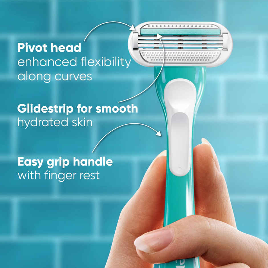 Gillette Women's Venus Skin Love With Skin Essence Razor For Hair Removal - Green