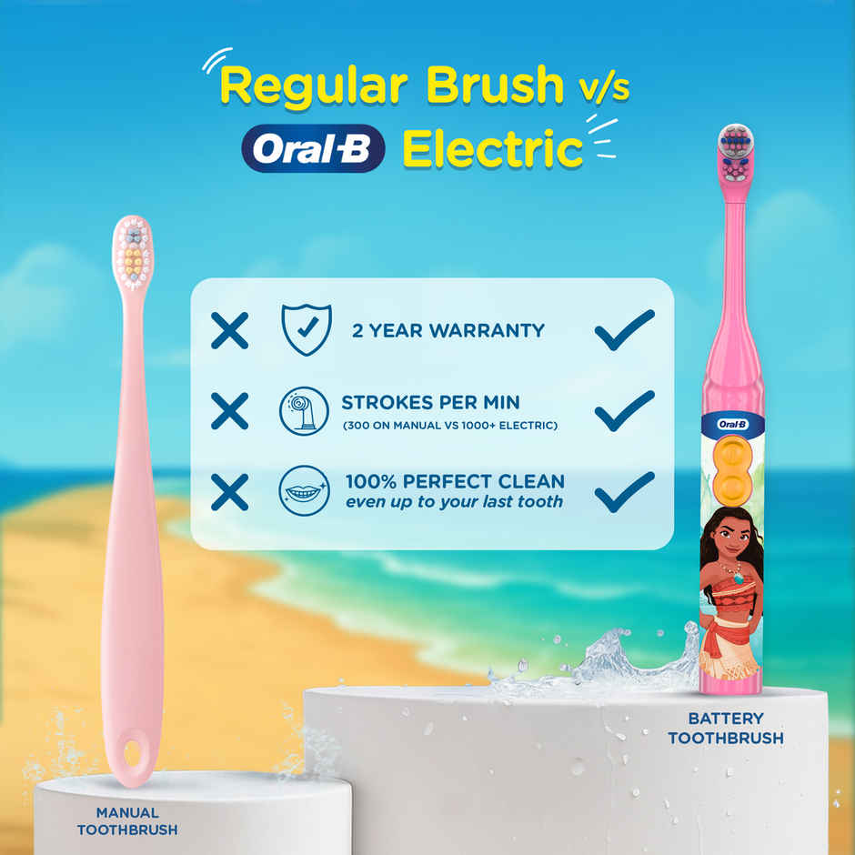 Oral-B Kids Moana Soft Battery Electric Toothbrush | 3+ Years