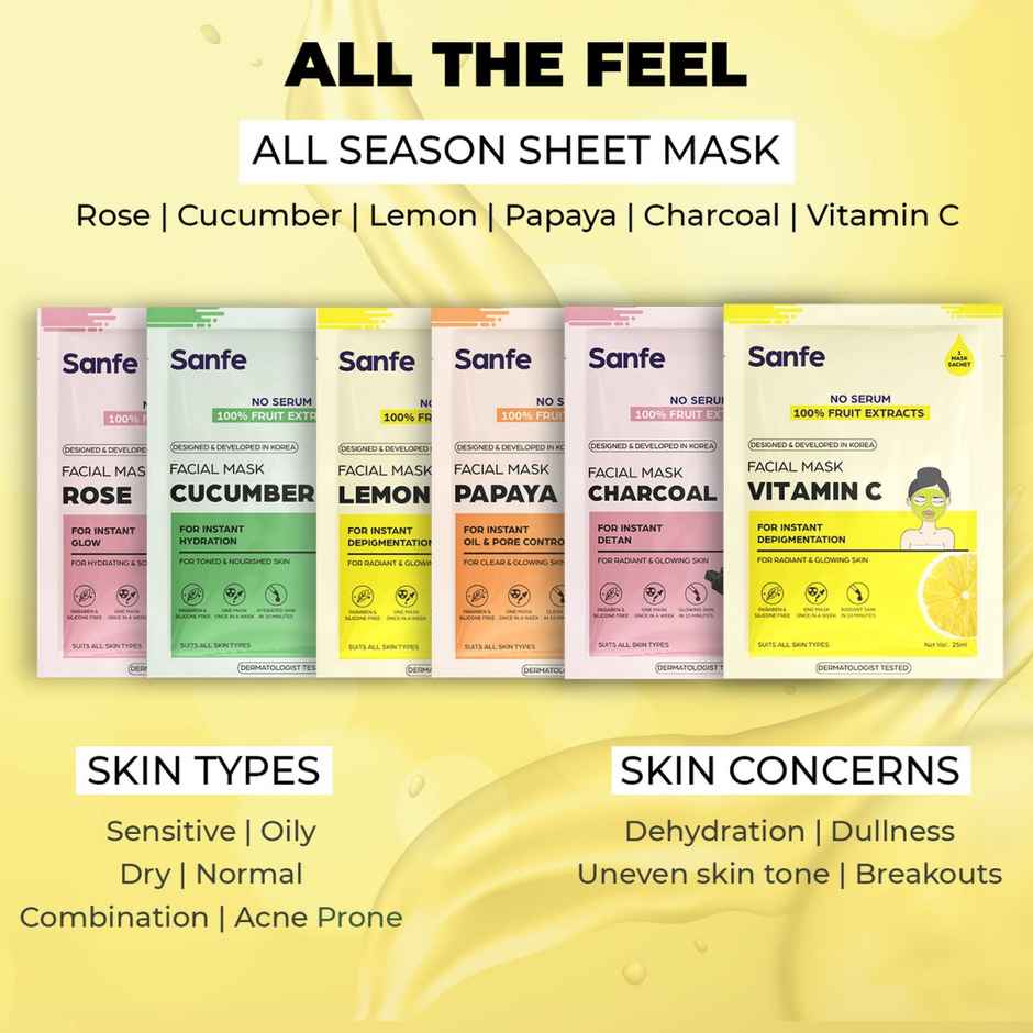 Sanfe Instant Depigmentation Vitamin C Face Mask | 100% fruit extracts, Korean Mask