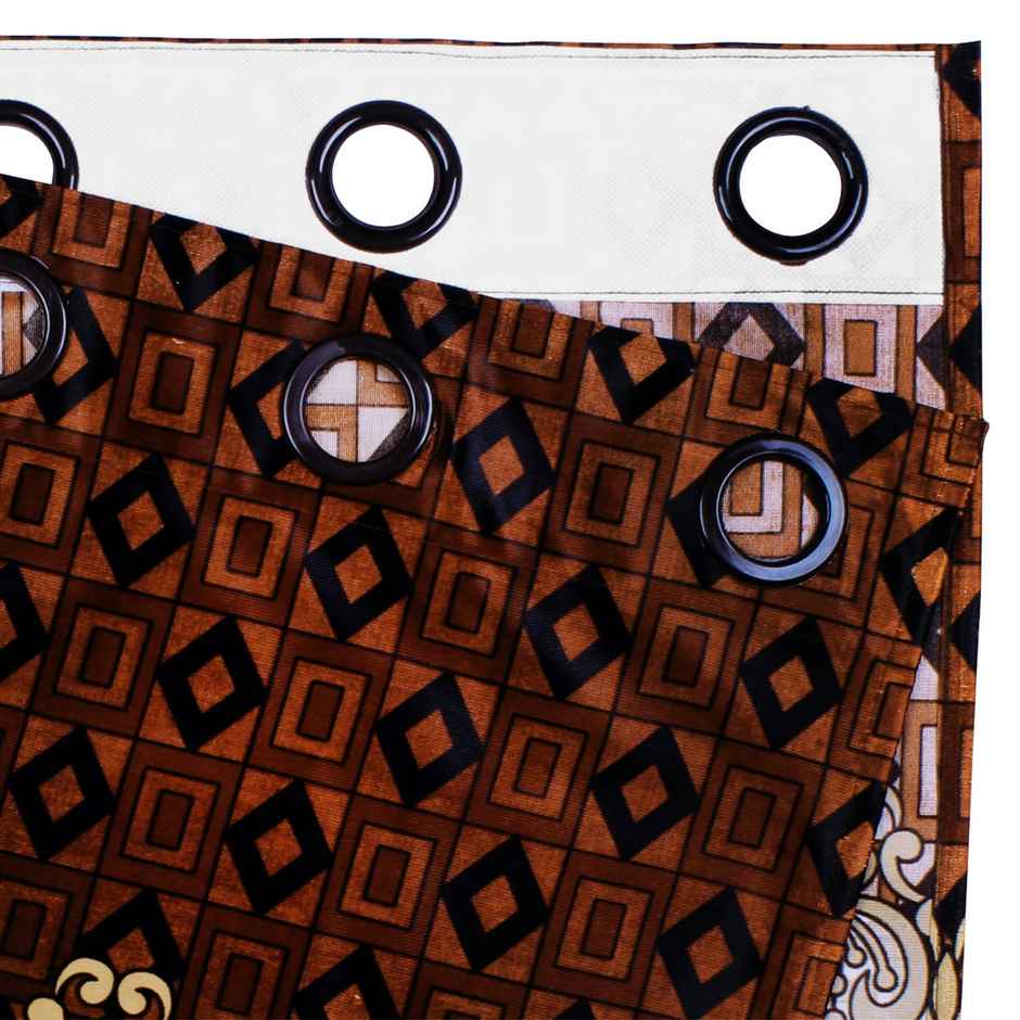Story@Home 200 GSM Polyester Ethnic 2 Piece Window Curtain | Dark Brown & Ivory