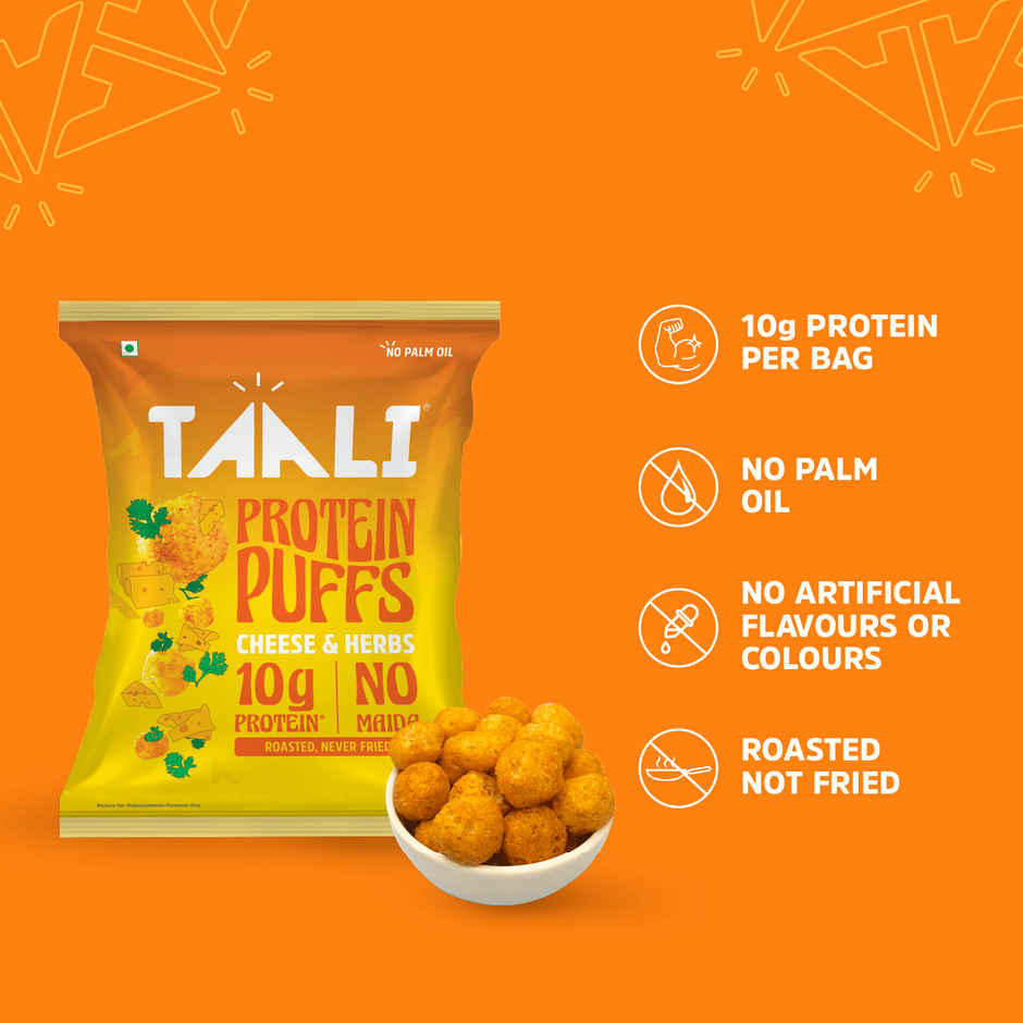 Taali Protein Puffs - Cheese Balls, Roasted, Corn & Jowar Puff, No Maida