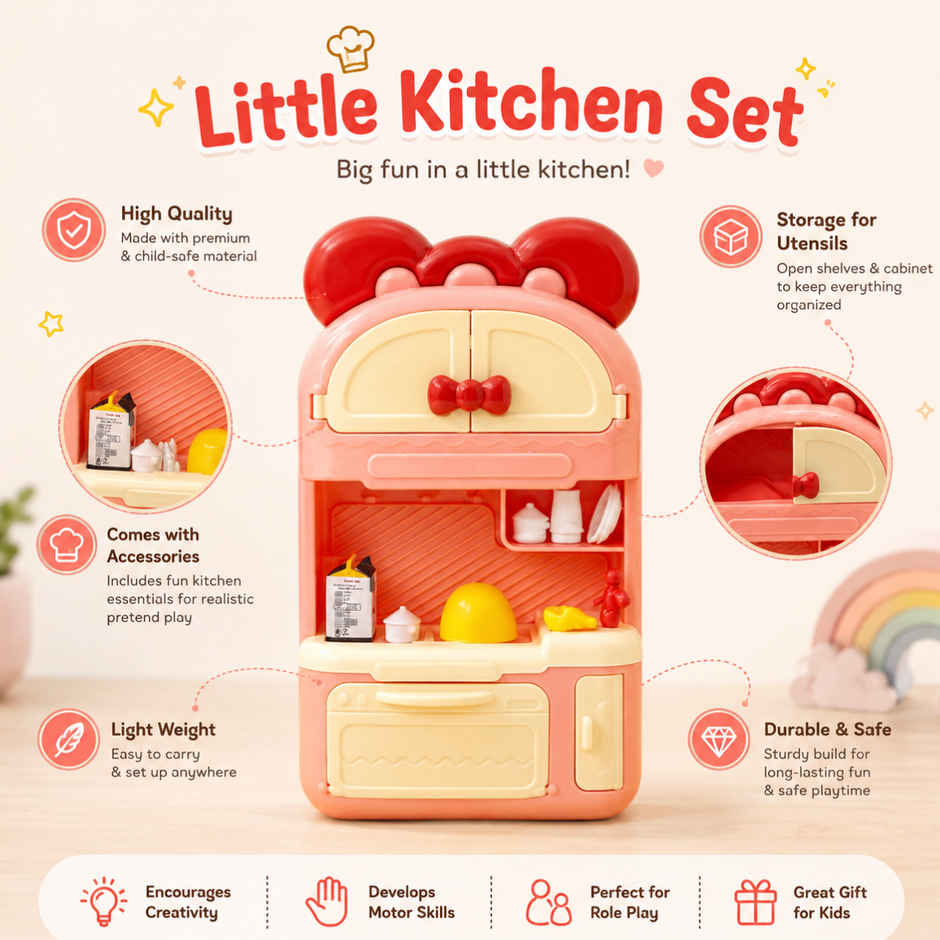Toytales Little Kitchen Set | Pretend Play Kitchen Toy For Kids | Cooking Playset | Gift For Kids